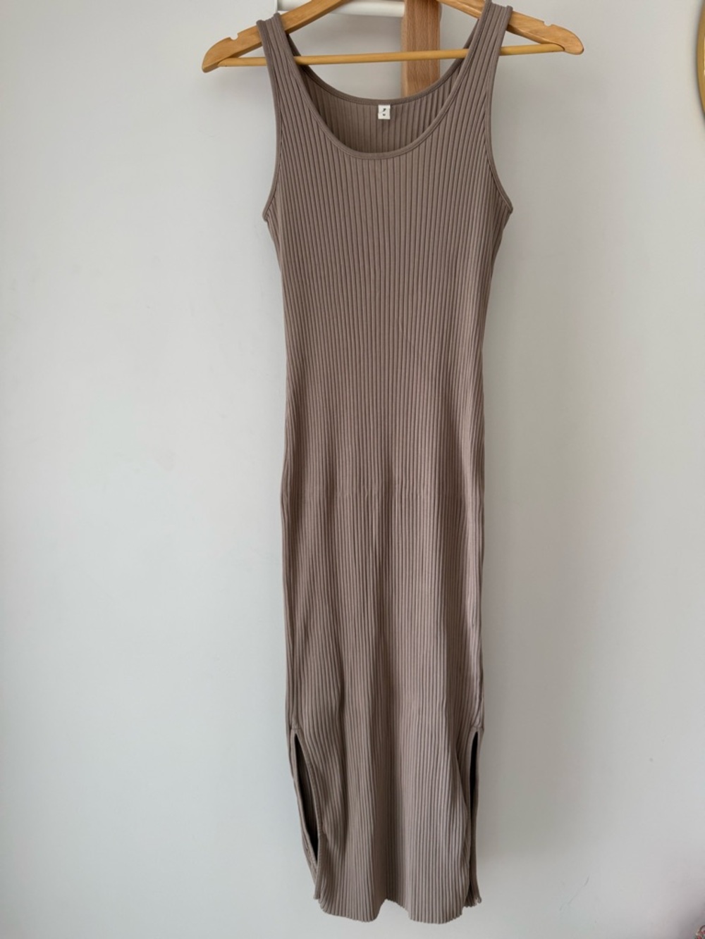 KOTN Ribbed Midi Tank Dress in Taupe
